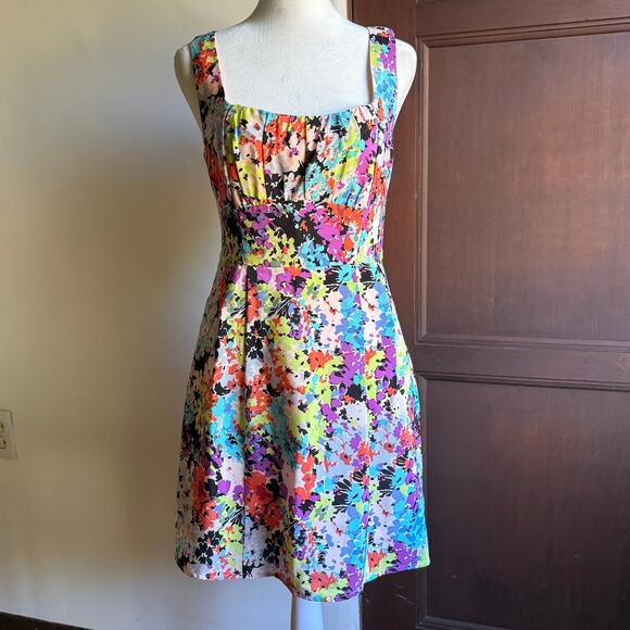 Nanette Lepore Dresses & Skirts - NANETTE LEPORE | Silk Psychedelic Floral Square Neck Cocktail Dress Size 2